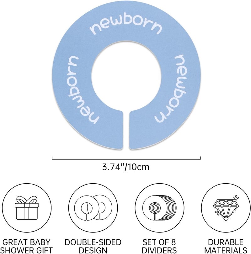 ITDYB Baby Closet Dividers - Set of 8 Round Double-Sided Clothes Size Dividers from Newborn to Toddler, Gender-Neutral Baby Clothes organizer for nursery room decor - Image 2